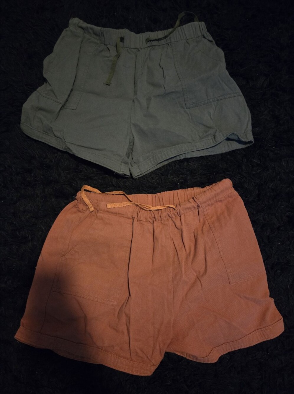 Terracotta Drawstring Shorts & Olive Drawstring Shorts Linen Material